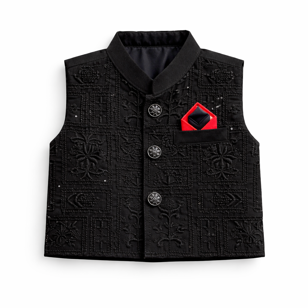 Baby Black Shalwar Kameez with Waist Coat