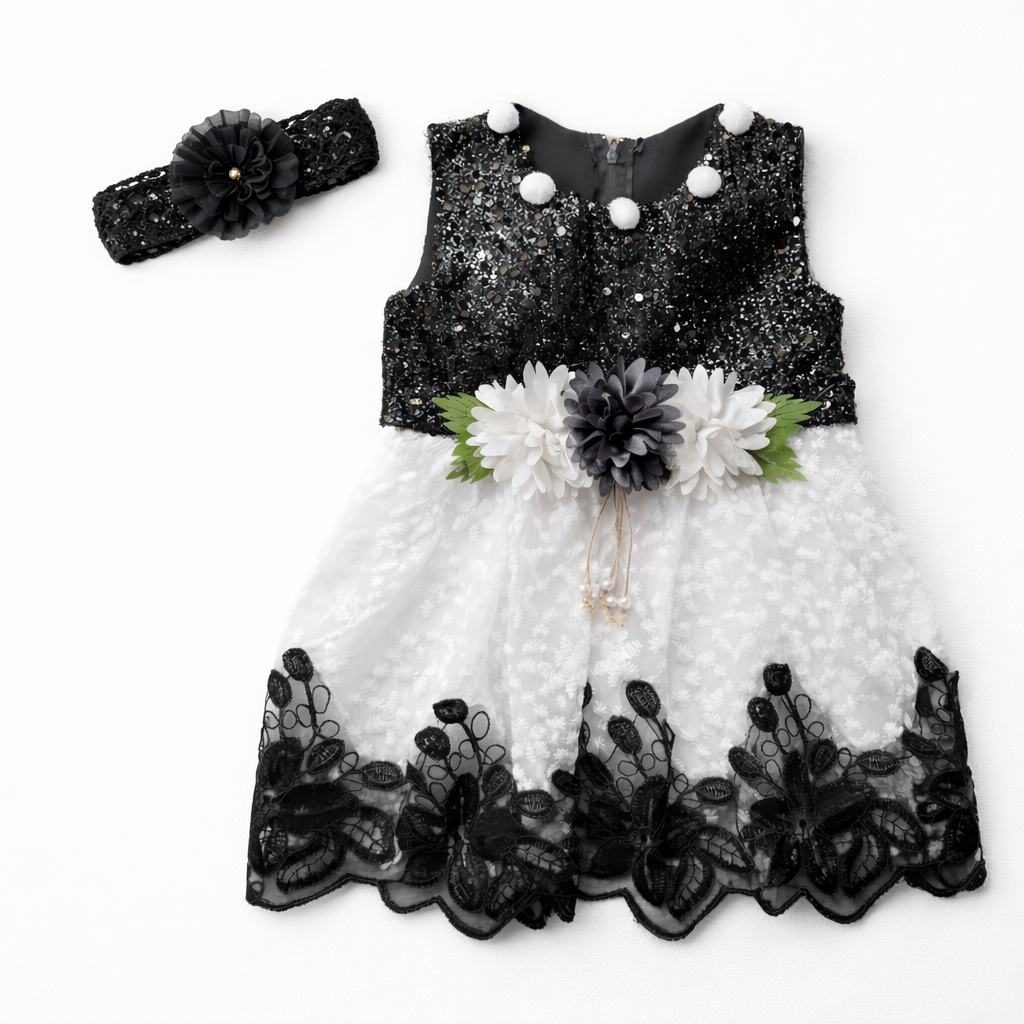 Baby Girl Black & White Frock
