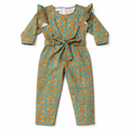 Girls Green Jumpsuits with Orange Print - Lil' Cubs