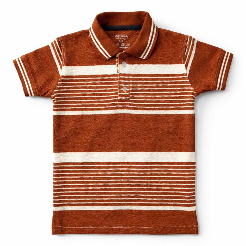 Brown Polo with White Striped T-Shirt