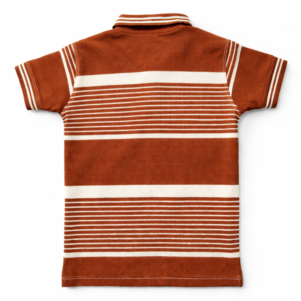 Brown Polo with White Striped T-Shirt