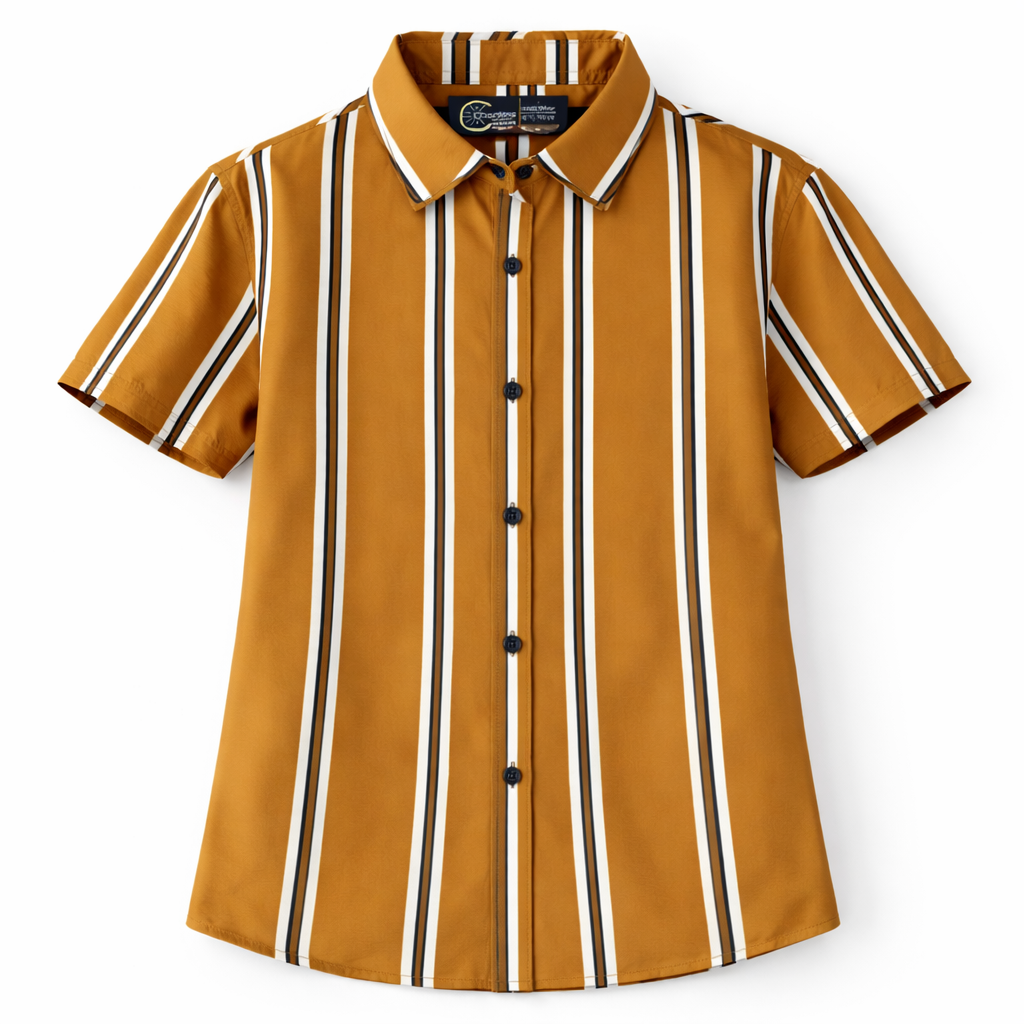 Dark Gold Lining Casual Shirt with Football Print T-Shirt