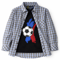 Sky Blue Checked Casual Shirt with Football Print T-Shirt - Lil' Cubs