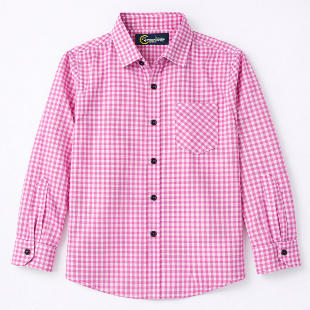 Pink White Small Checked Casual Shirt with Spiderman Print T-Shirt - Lil' Cubs