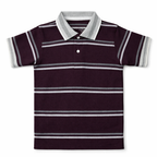Dark Magenta Polo with White Striped T-Shirt - Lil' Cubs