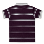 Dark Magenta Polo with White Striped T-Shirt - Lil' Cubs