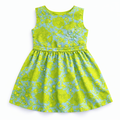 Greenish Yellow Frock with Foral Print (2-Piece) - Lil' Cubs