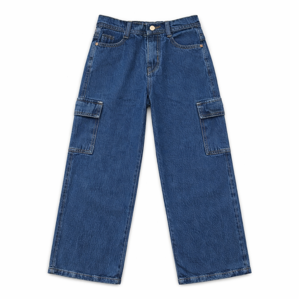 Boys Blue 6 Pocket (Cargo) Baggy Denim Jeans - Lil' Cubs
