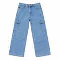 Boys Ice Blue 6 Pocket (Cargo) Baggy Denim Jeans - Lil' Cubs