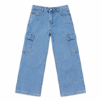 Boys Ice Blue 6 Pocket (Cargo) Baggy Denim Jeans - Lil' Cubs