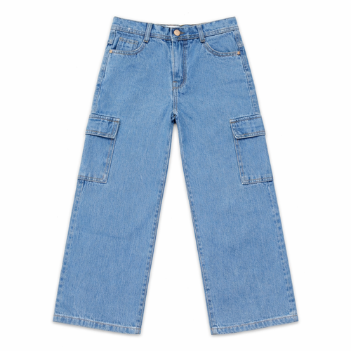 Boys Ice Blue 6 Pocket (Cargo) Baggy Denim Jeans - Lil' Cubs