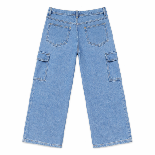 Boys Ice Blue 6 Pocket (Cargo) Baggy Denim Jeans - Lil' Cubs