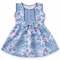 White and blue floral print frock by lilcubspk, 2-piece set with a charming design perfect for young girls.