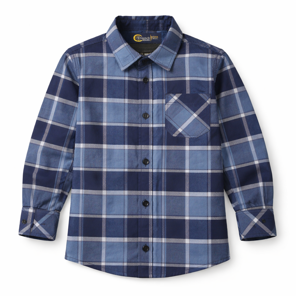 Blue Shades Checkered Casual Shirt with Batman Print T-Shirt