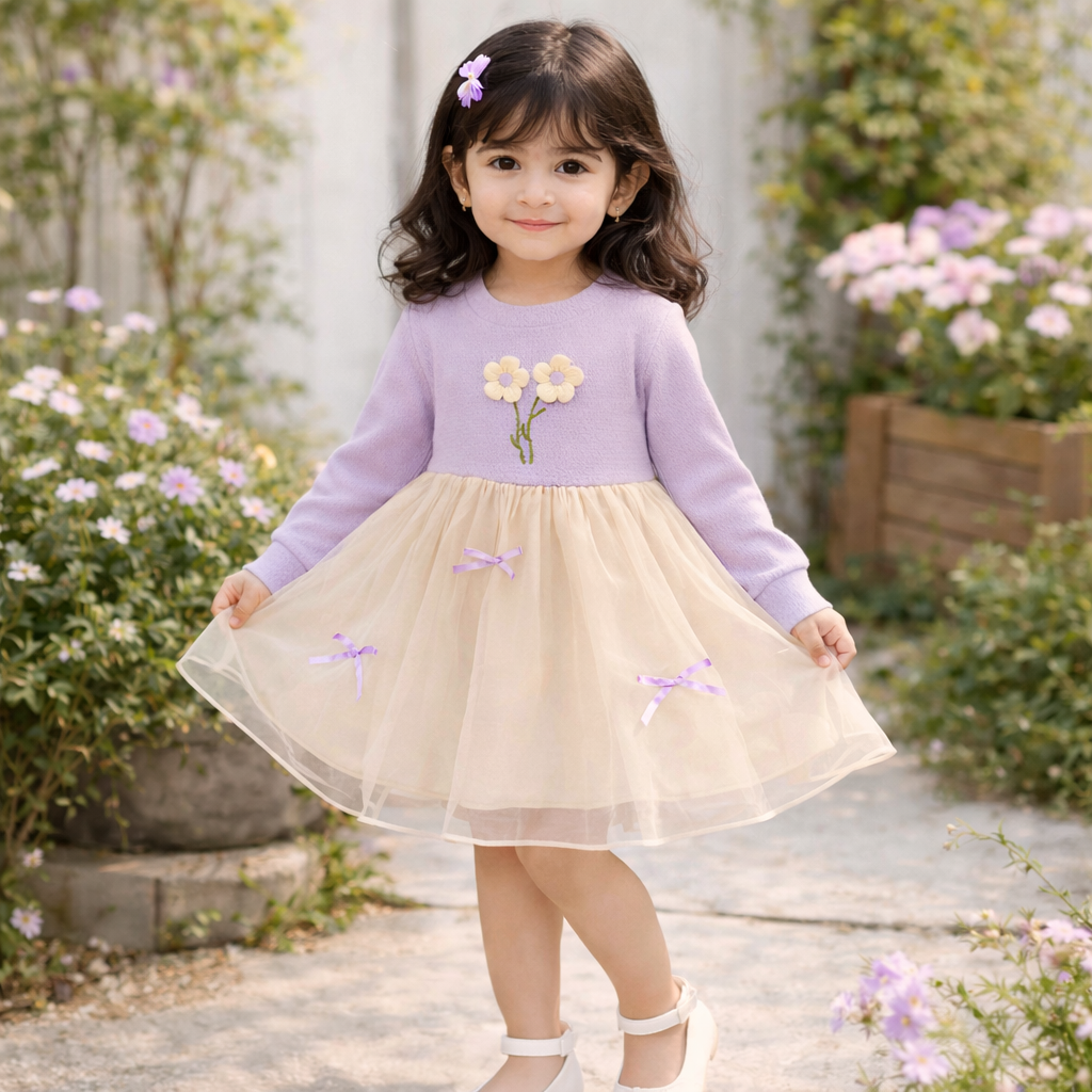 Lilac Flower Mid Season Frock