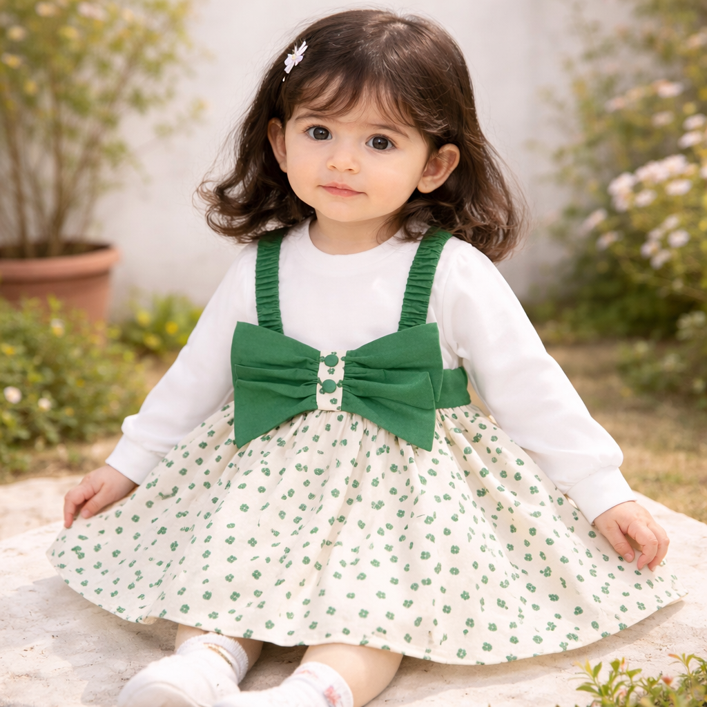 Green Bow Corduroy Frock