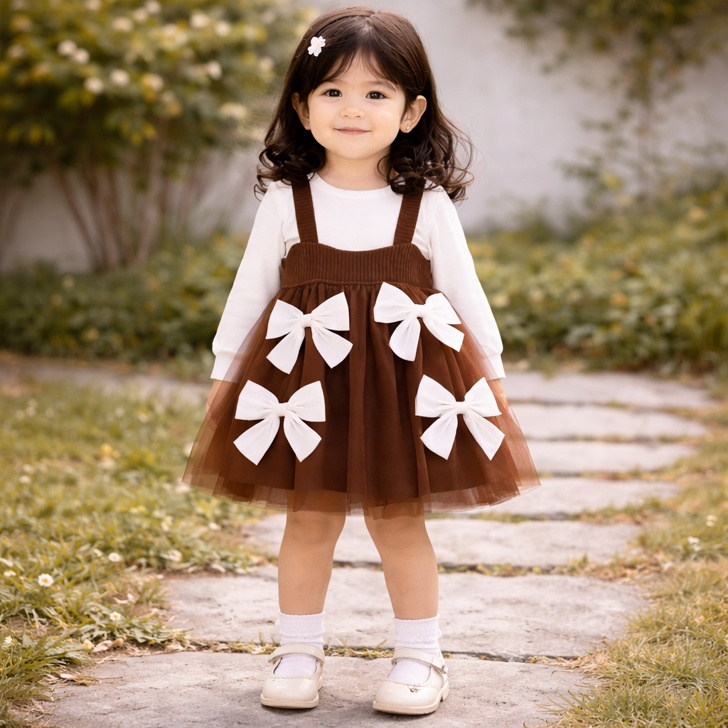 Brown Bow Corduroy Frock
