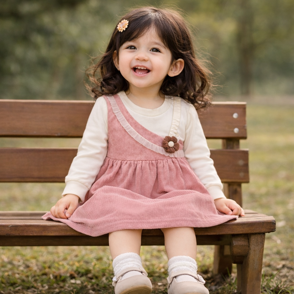 Pink Corduroy Mid Season Frock