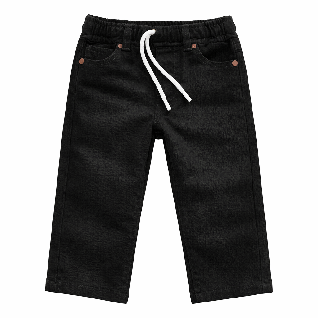 Boys Jet Black Elastic Denim Jeans - Lil' Cubs