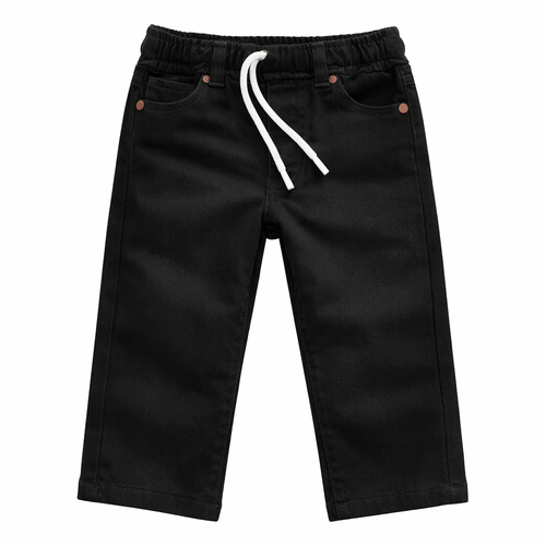 Boys Jet Black Elastic Denim Jeans - Lil' Cubs