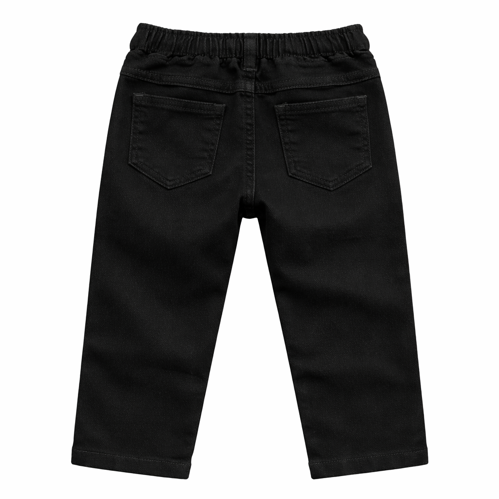 Boys Jet Black Elastic Denim Jeans - Lil' Cubs