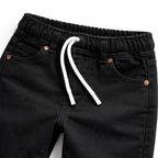 Boys Jet Black Elastic Denim Jeans - Lil' Cubs