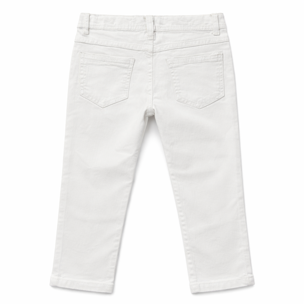 Girls Pure White Button Denim Jeans - Lil' Cubs