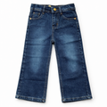 Girls vintage blue baggy denim jeans by Lil' Cubs, featuring a relaxed fit and classic denim texture.