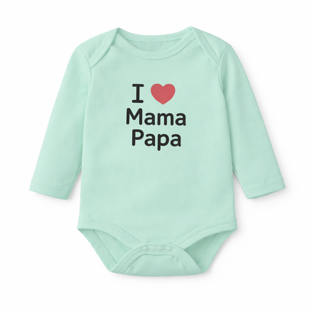 I Love Mama and Papa Baby Colorful Bodysuit Set