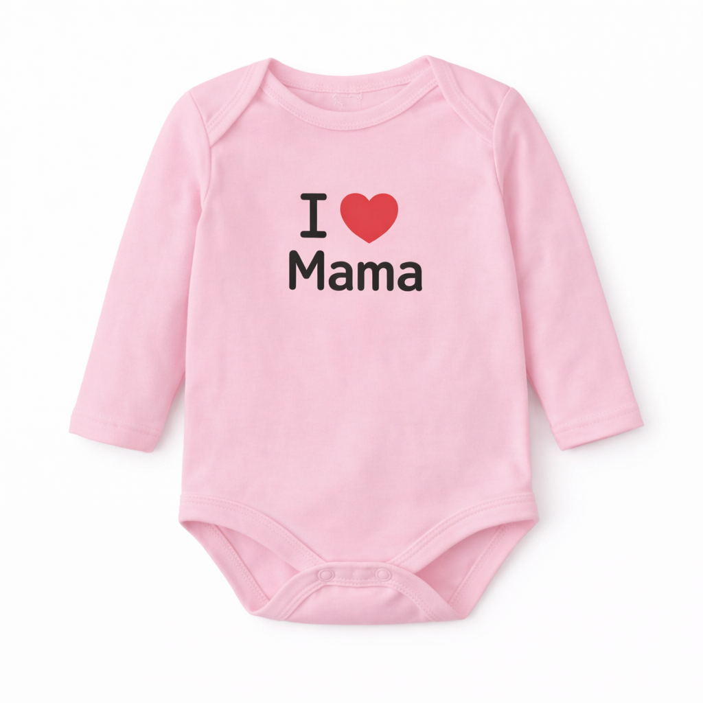I Love Mama and Papa Baby Colorful Bodysuit Set