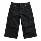 Black Cargo Baggy Denim Jeans (6 Pockets) - Lil' Cubs