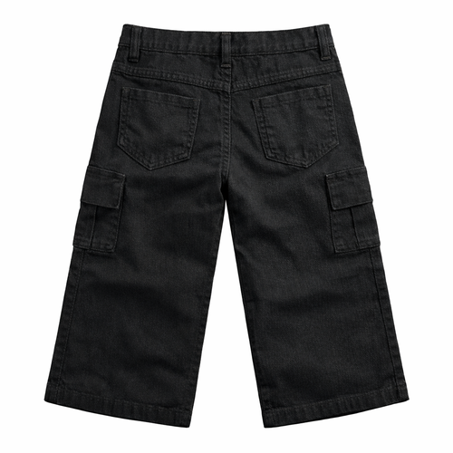 Black Cargo Baggy Denim Jeans (6 Pockets) - Lil' Cubs