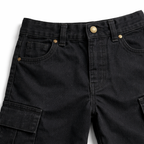Black Cargo Baggy Denim Jeans (6 Pockets) - Lil' Cubs