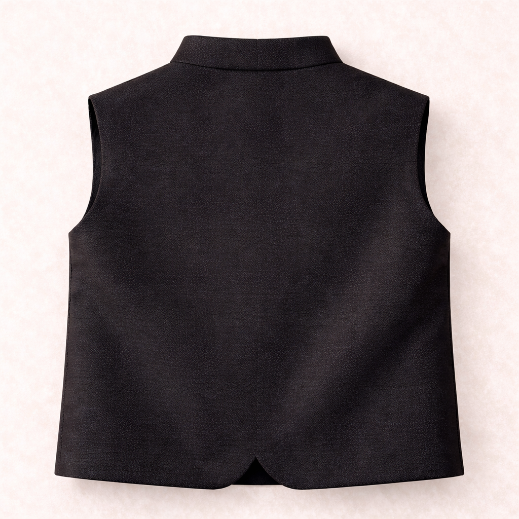Boys Black Cotton Waistcoat