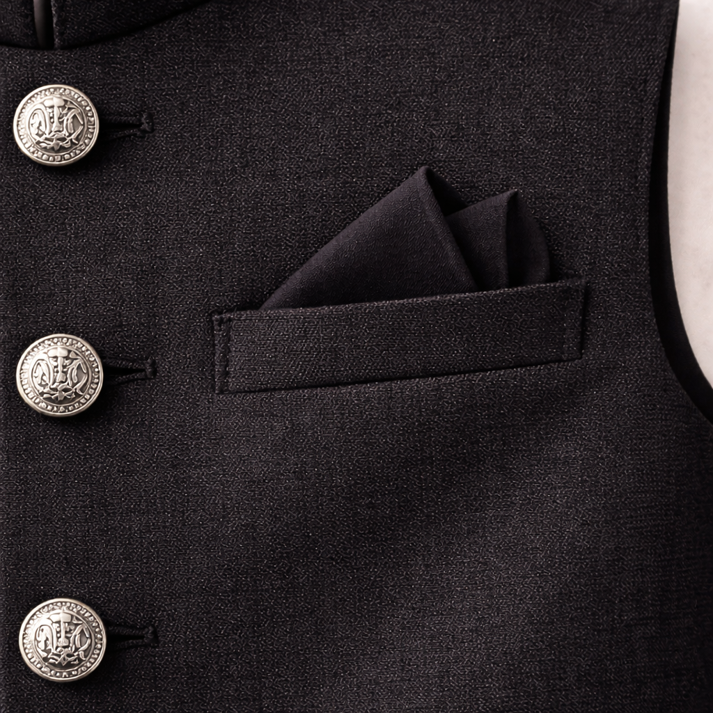 Boys Black Cotton Waistcoat