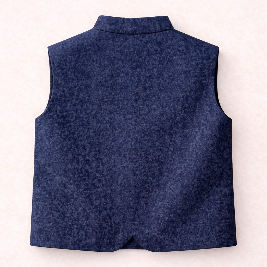 Boys blue cotton prince coat waistcoat by lilcubspk, showing a stylish children's formal vest with a button front and tailored fit.