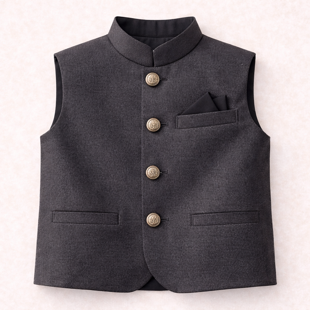 Boys Grey Cotton Waistcoat