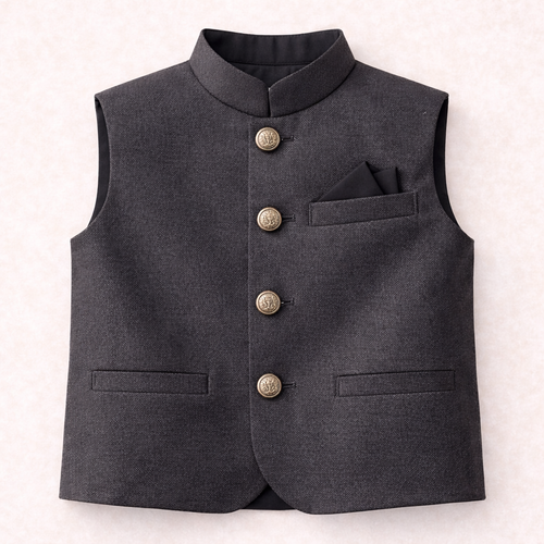 Boys Grey Cotton Waistcoat - Lil' Cubs
