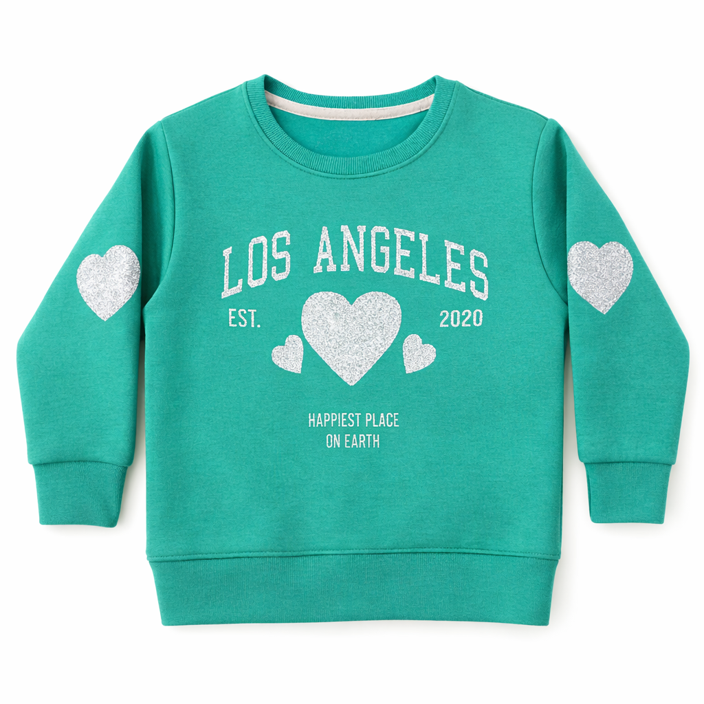 Light Sea Green Los Angeles Heart Print Sweatshirt