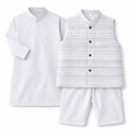 Boys White Cotton 3 Piece Waistcoat Shalwar Kameez - Lil' Cubs
