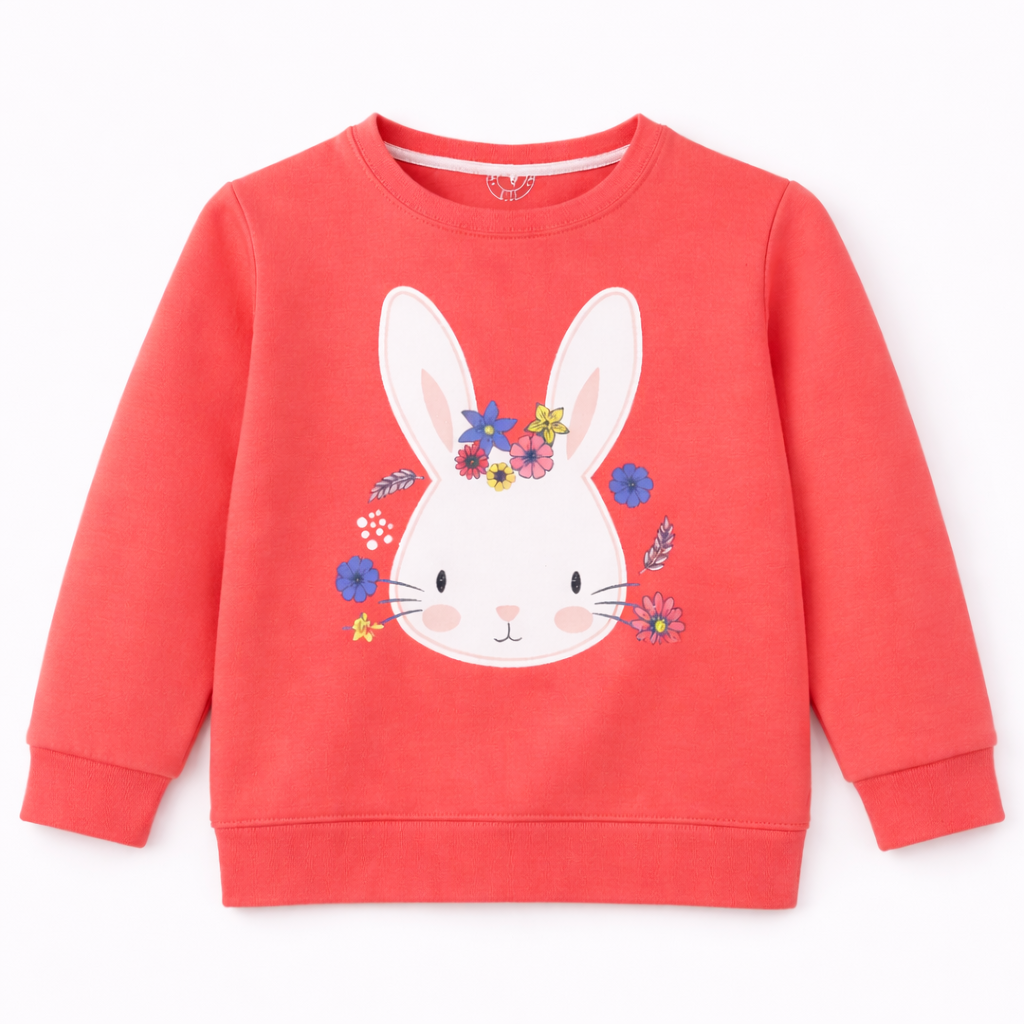 Pink Bunny Floral Print Sweatshirt