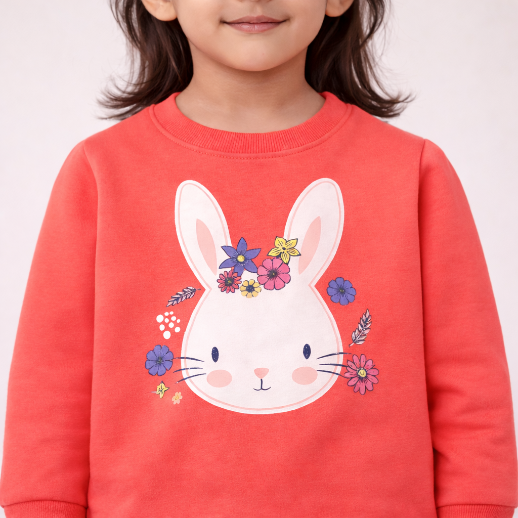 Pink Bunny Floral Print Sweatshirt