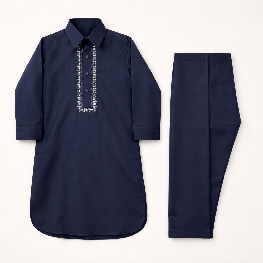 Royal Embroidered Navy Blue Shalwar Kameez