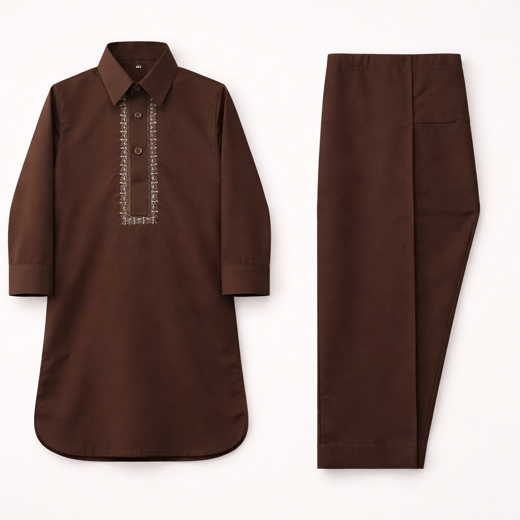 Royal Embroidered Brown Shalwar Kameez