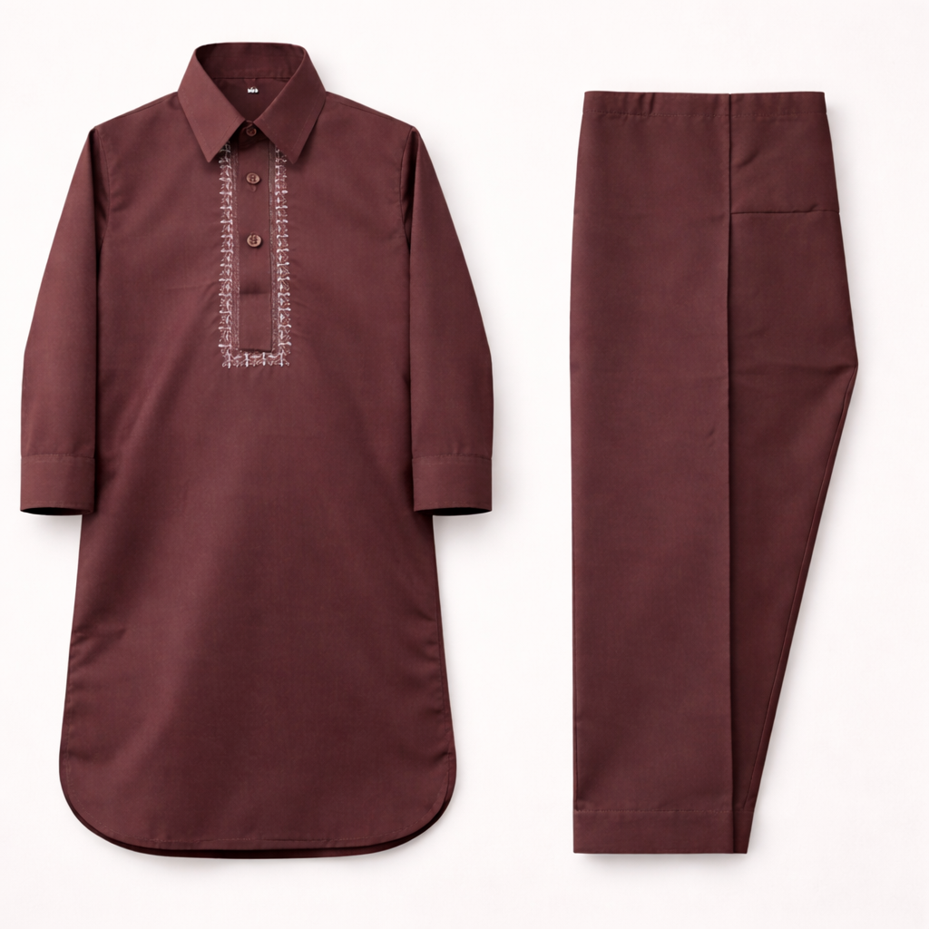 Royal Embroidered Dusty Maroon Shalwar Kameez