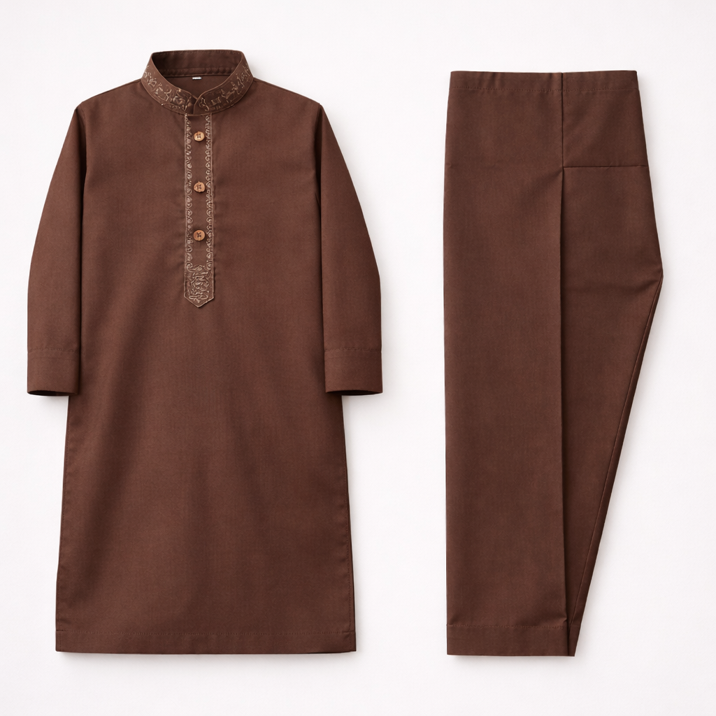 Sultan Embroidered Brown Shalwar Kameez