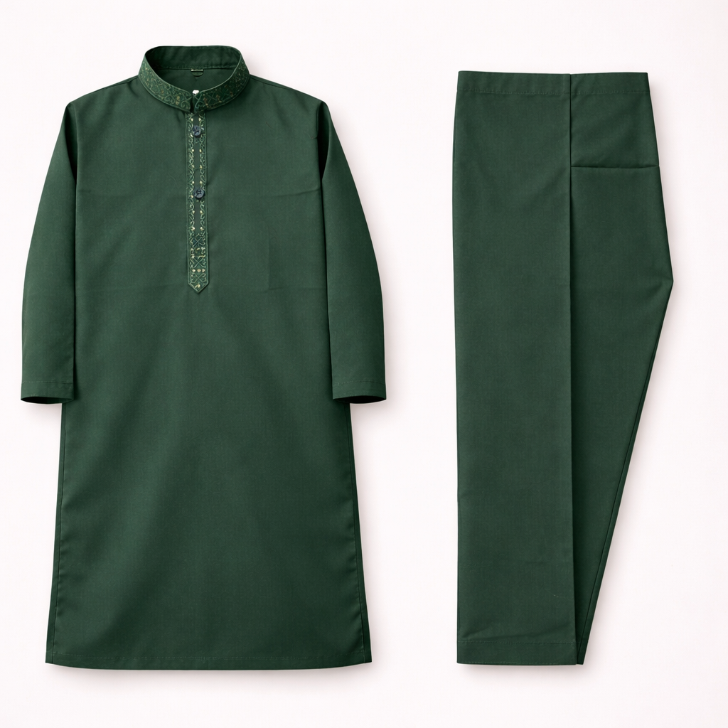 Sultan Embroidered Green Shalwar Kameez