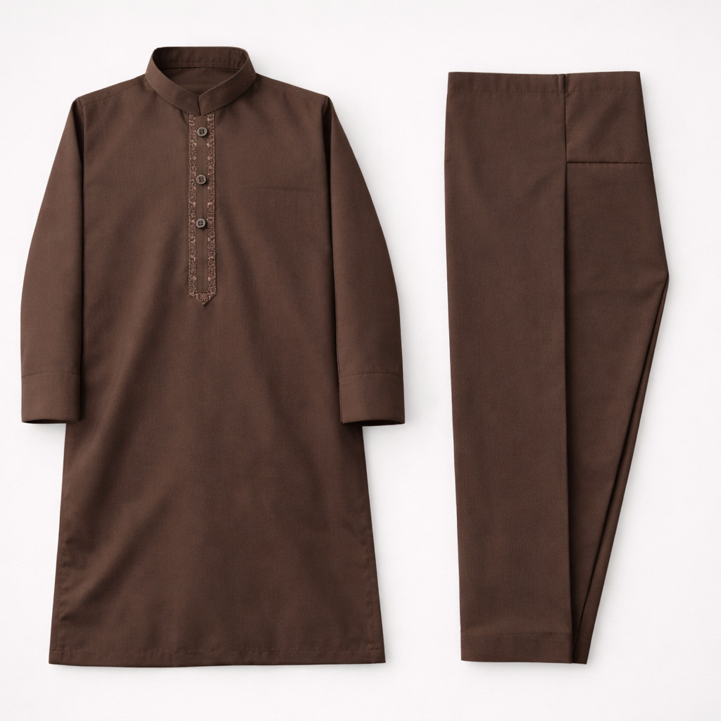 Zayn Embroidered Brown Shalwar Kameez