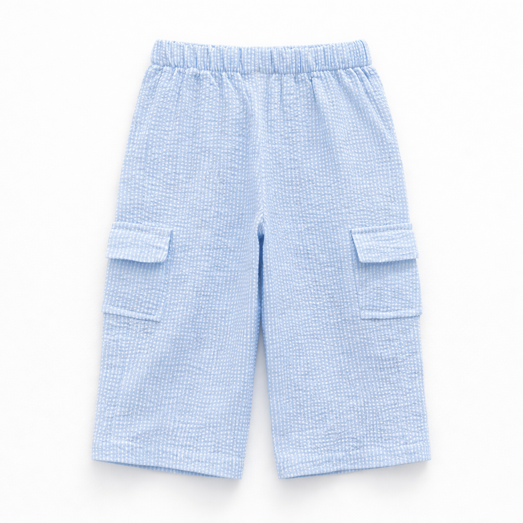 Blue Kitty Print Casual Coord Set (3-Piece)