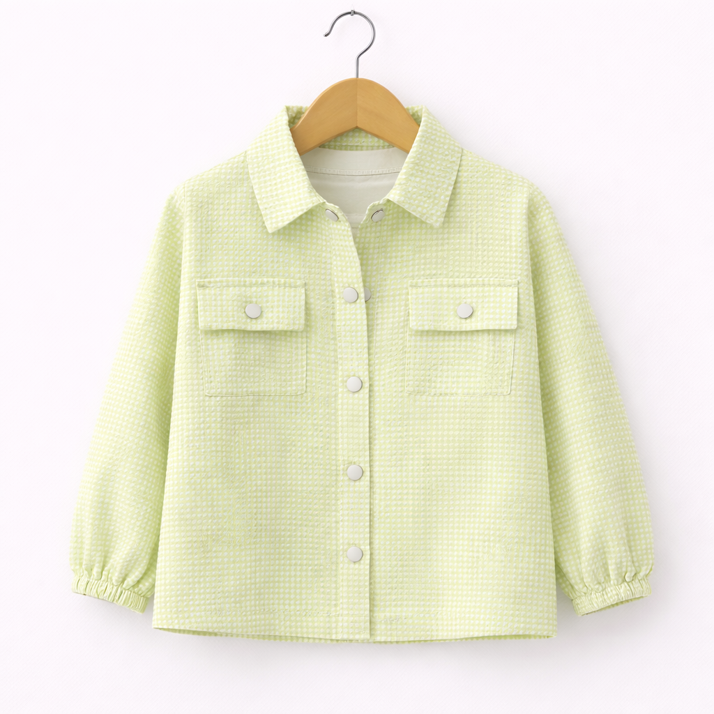 Pistachio Green Kitty Print Casual Coord Set (3-Piece)